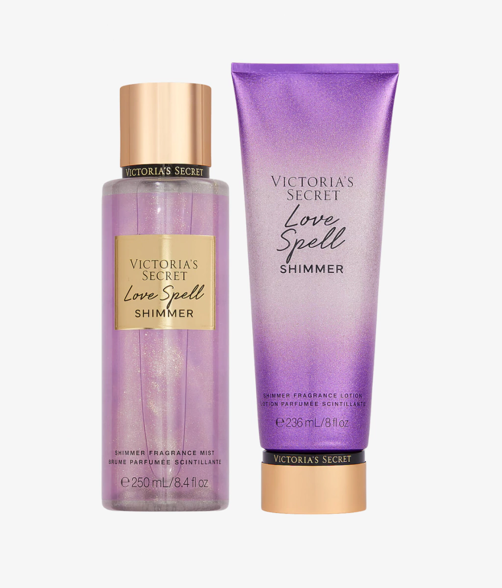 Kit Body Splah + Creme Hidratante Love Spell Shimmer Victoria’s Secret 236ml+250ml