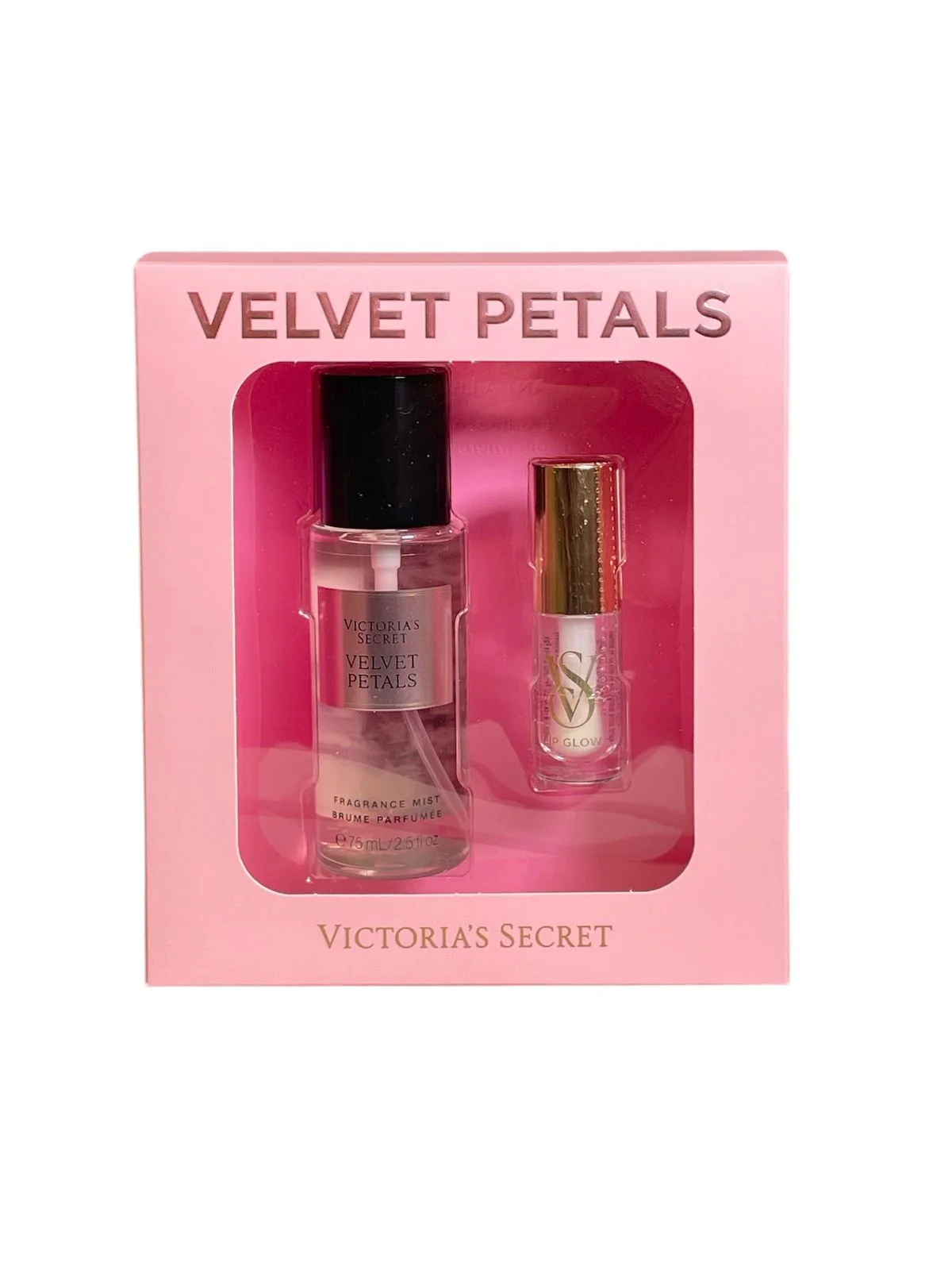 KIT VICTORIA'S SECRETS VELVET PETALS - BODY SPLASH 75ml + LIP GLOSS